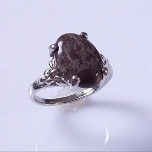 Silver With Obsidian Stone Ring